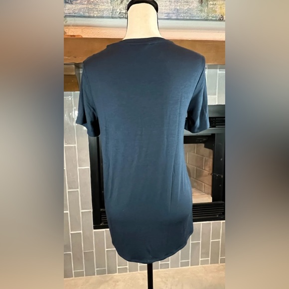 Banana Republic short sleeve swoop neck layered hem blue blouse size Sma… - Picture 2 of 4